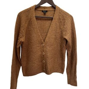 RW&Co Brown V-Neck Cropped Cardigan Size M